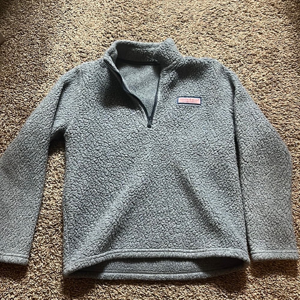 Vineyard Vines Grey Fleece Crew Neck with Zipper